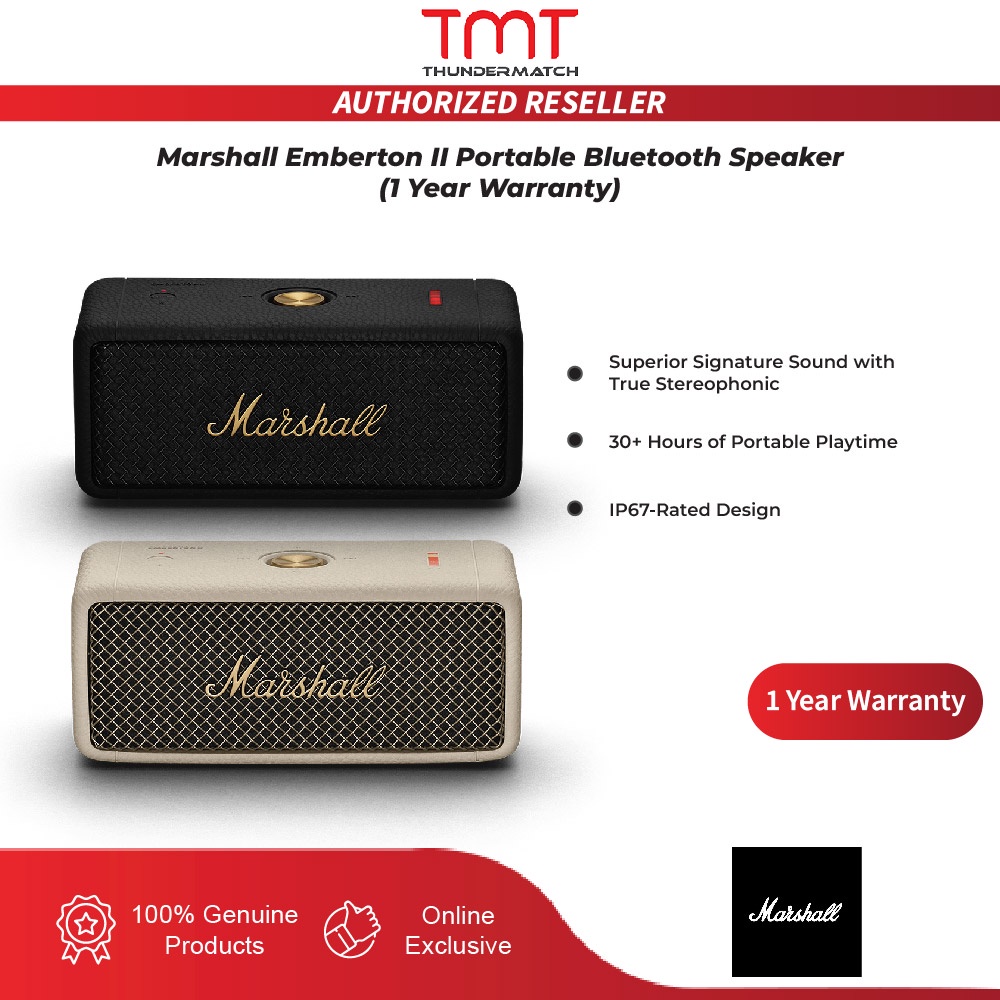Marshall Emberton II Portable Bluetooth Speaker (1 Year Warranty