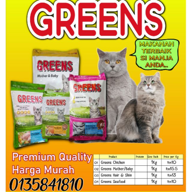 GREENS Makanan Kucing Repack  Shopee Malaysia