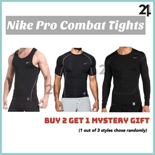 NIKE Tight Shirts Men Tops NIKE PRO Stretchable Sport Wear Football Futsal Hiking Fitness Gym Wear Tight Baju 耐克紧身衣运动紧身衣
