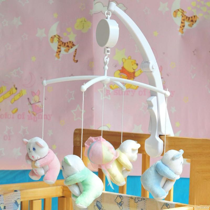 White Rattles Bracket Baby Crib Mobile Clamp Bed Bell Toy Holder