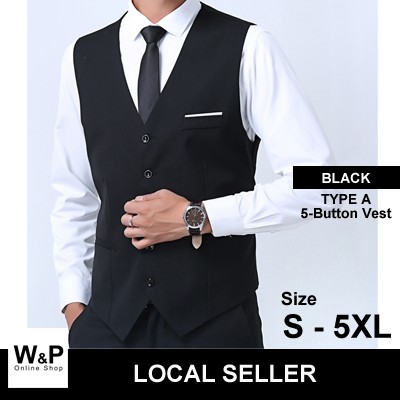 WP Men Stylish Formal / Casual Slim Fit 5-Button Waistcoat Vest - Black / Dark Blue / Grey / Margenta (Type A)