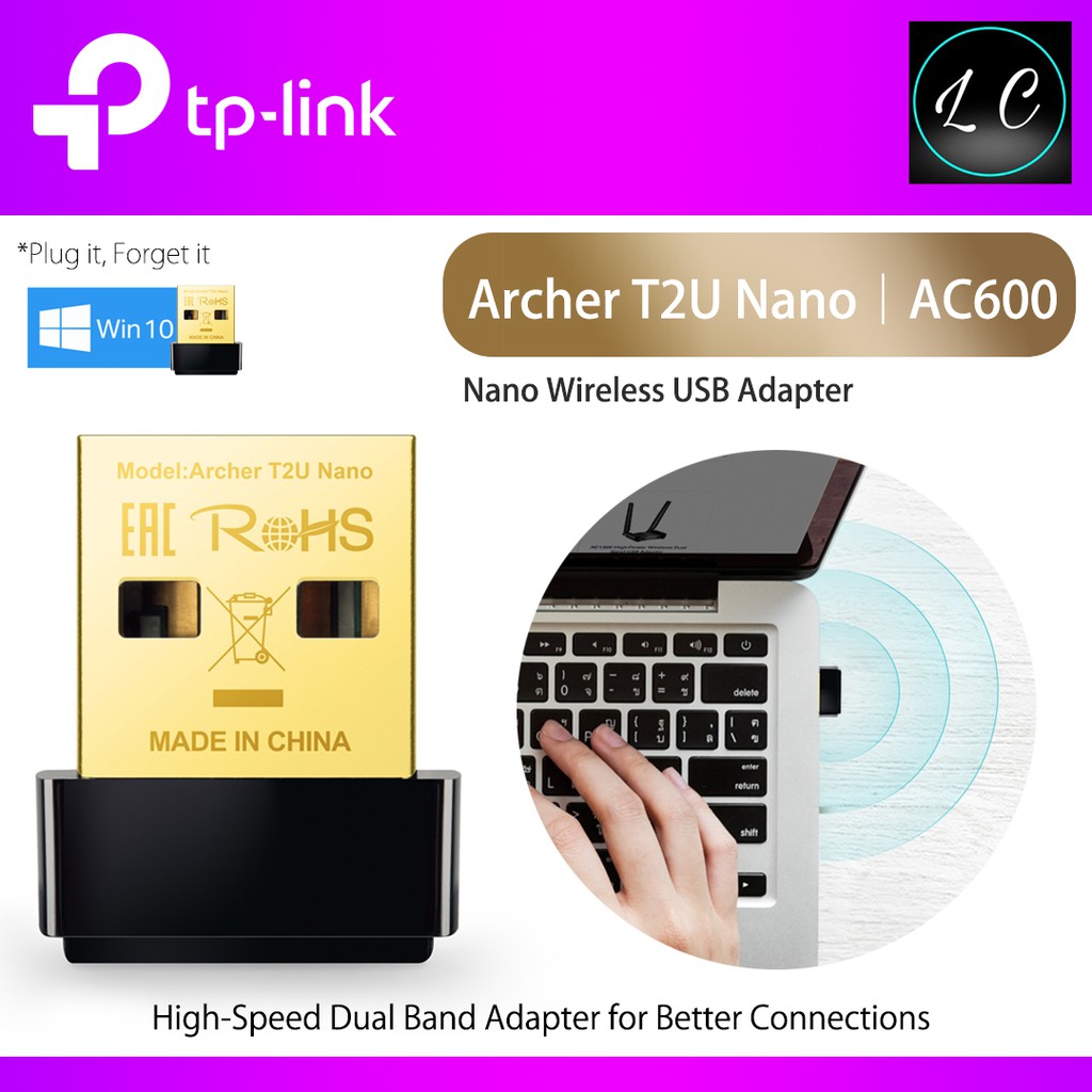 TP-Link Archer T2U Nano 2.4GHz + 5GHz AC600 Mini Wireless Dual Band USB Wifi Adapter Internal Antenna