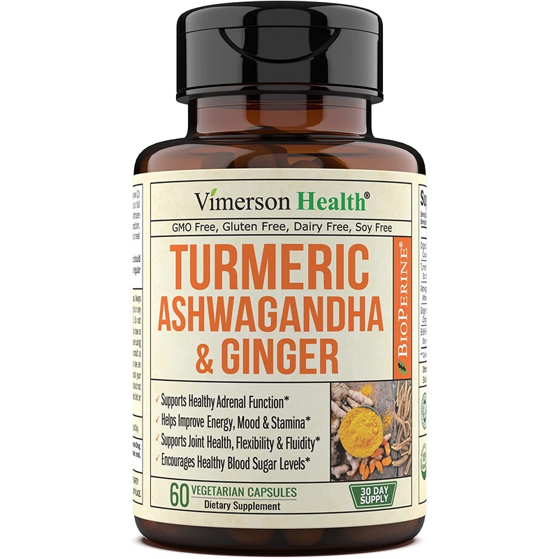 Turmeric Curcumin Ashwagandha, Ginger, Bioperine. Occasional Joint Pain