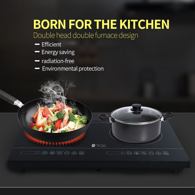 ❣【Ready stock】Ankale LCD Portable Double Induction Cooktop 1800W Digital Electric Countertop Burner Sensor Touch Stove,