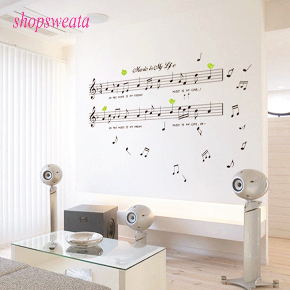 Music Is My Life Theme Bedroom Home Decor Dancing Music Note Wall Door Sticker