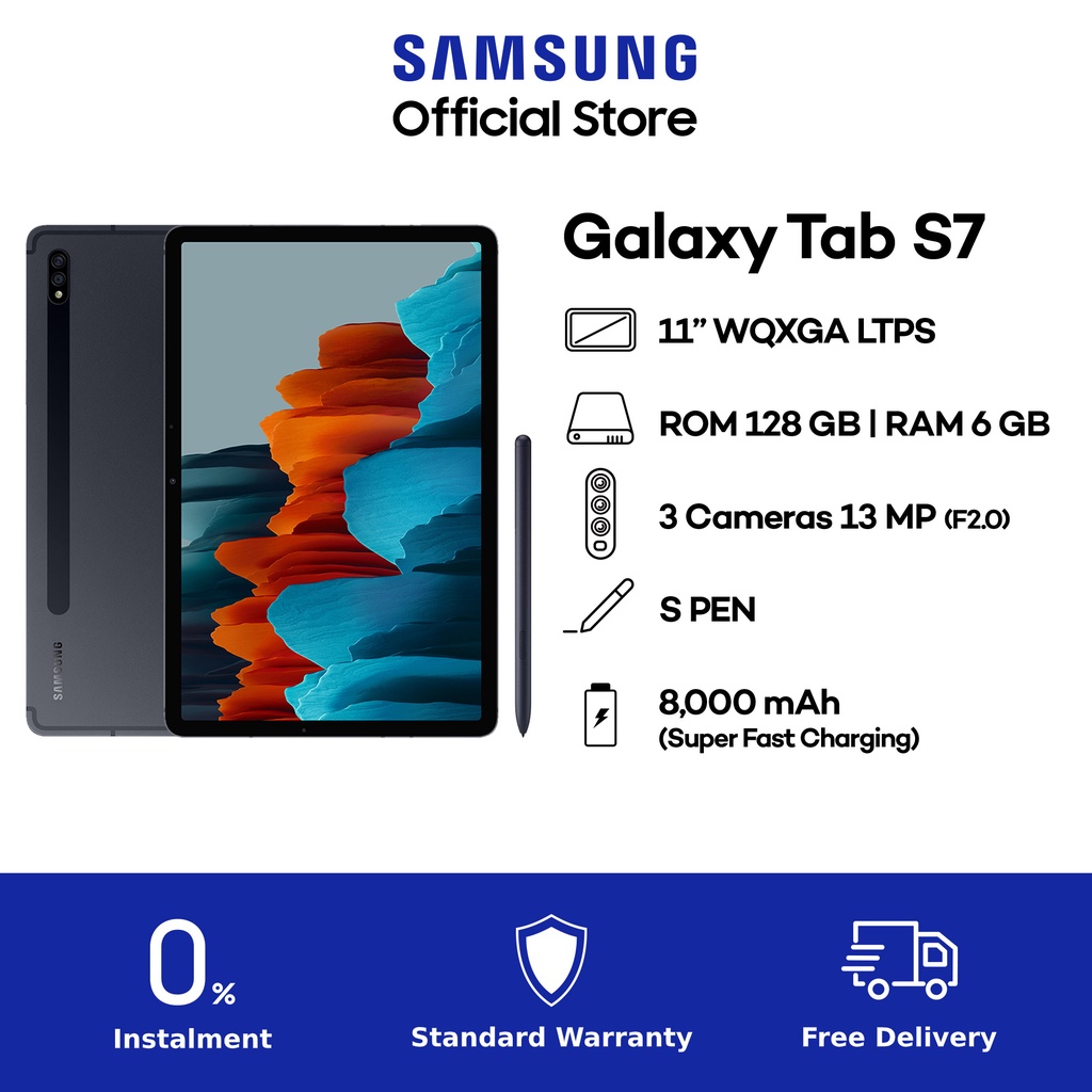 Raap spiritueel verzending Samsung Galaxy Tab S7 WiFi (T870) With S Pen (Black/ Silver/ Navy) - 6GB  RAM - 128GB ROM - 11 inch - Android Tablet | Shopee Malaysia