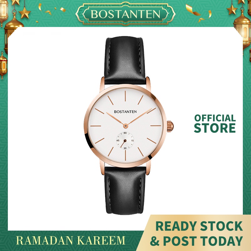Bostanten Ladies Fashion Simple Quartz Watch Leather Strap Women's Waterproof Clock Classic Watches Jam Tangan Wanita