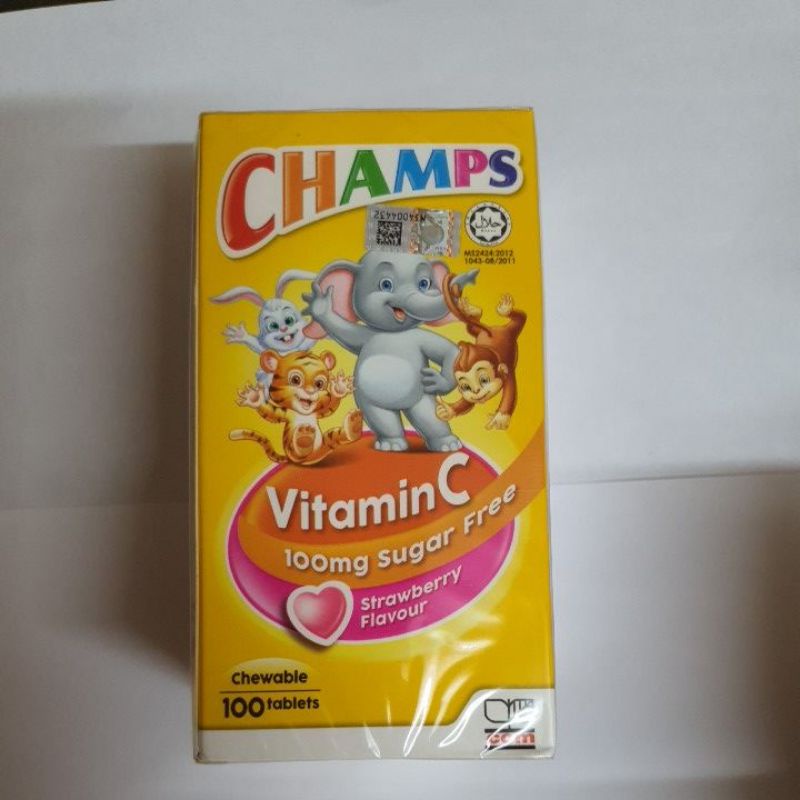Champs Vitamin C 100mg Sugar Free Chewable Tablets 100s (Strawberry