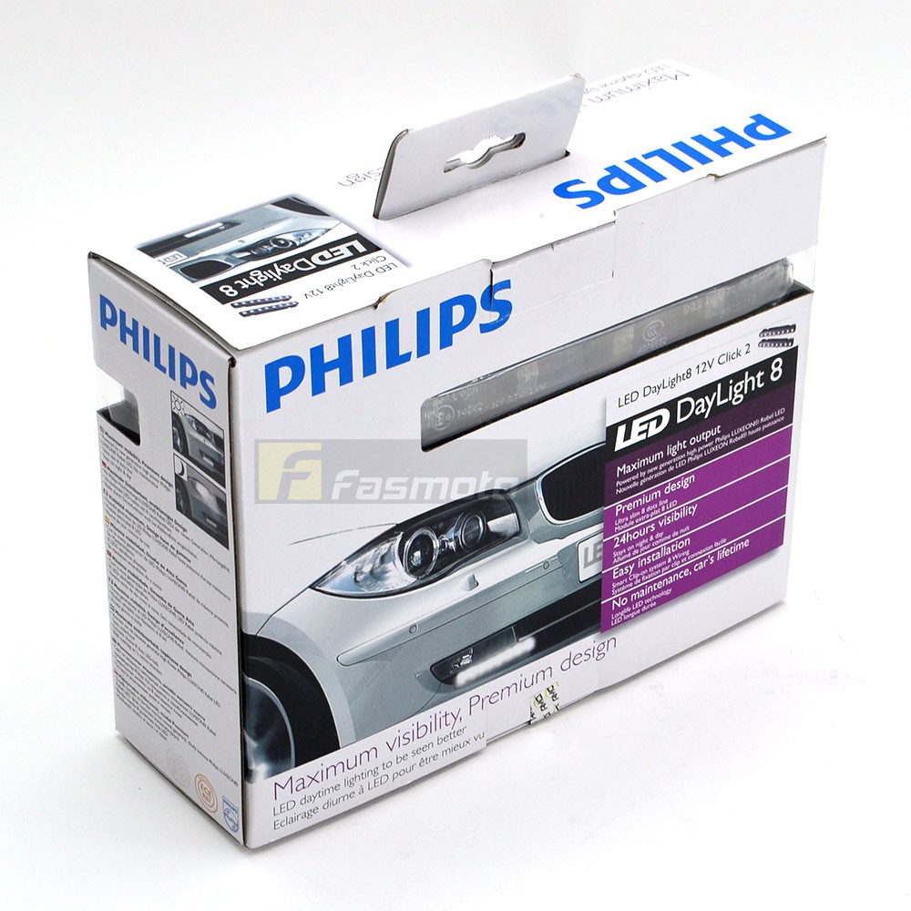 PHILIPS 12824WLEDX1 Daylight 8 DRL Daytime Running Lights 12V (1 Pair