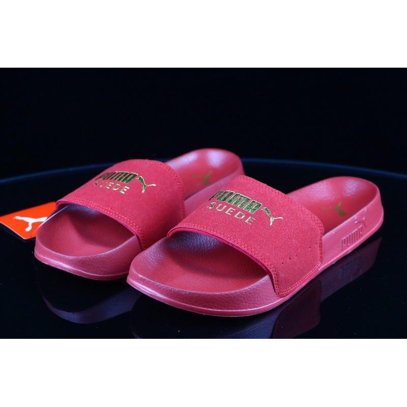 puma suede slides red