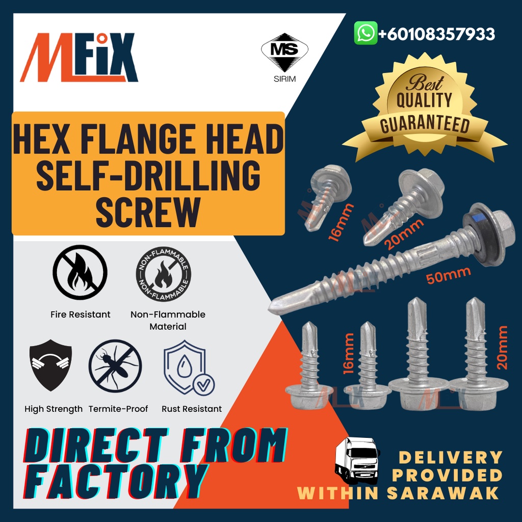 MFIX M3 HEX SELF DRILLING SCREW FOR ROOF METAL SCREW ROOFING SKRU