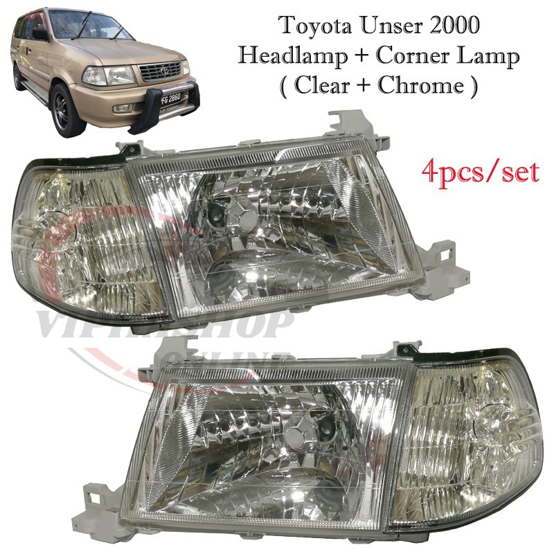 TYC Toyota Unser 2000 Headlamp + Corner Lamp ( Clear + Chrome ...