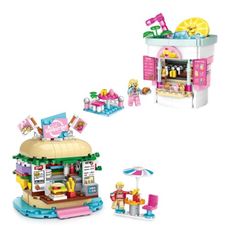 Ready Stock Loz Mini Mocmini Mini Modular 1729 1730 Drink Stall And Hamburger Stall Block