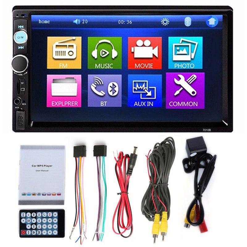 7018B CAR PLAYER MP5 REVERSE CAMERA DOUBLE DIN 7" HD RADIO TV KERETA TOUCH SCREEN MONITOR USB MIRROR