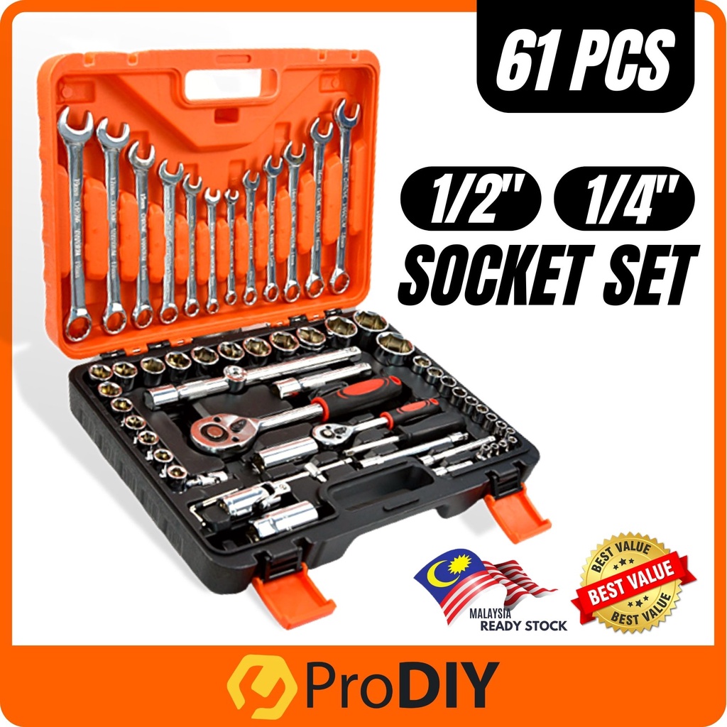 61pcs Combination Spanner Set Socket Ratchet Wrench Socket Set Wrench