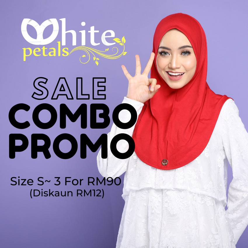 TUDUNG SARUNG COTTON INSTANT (S)⭐⭐⭐⭐⭐ WHITE PETALS ~ MAY SALE !