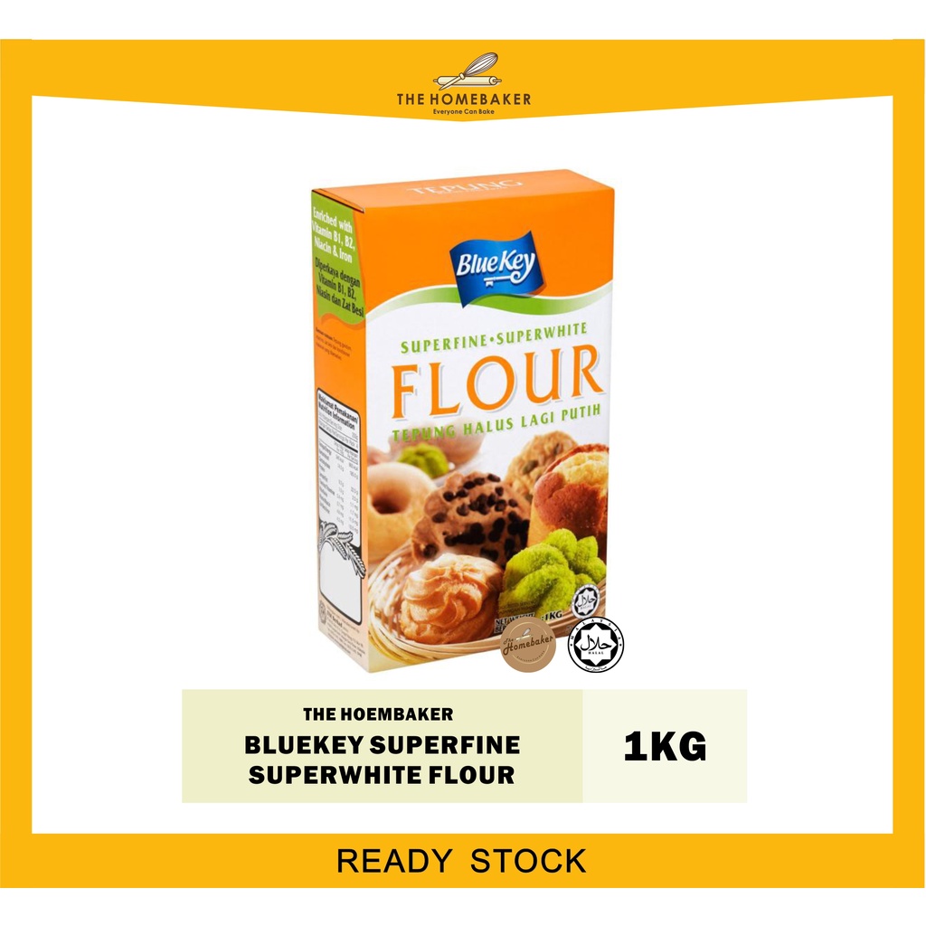 Blue Key Superfine Superwhite Flour 1kg / BlueKey Tepung Halus Lagi Putih 1Kg / Halal / Home Baker