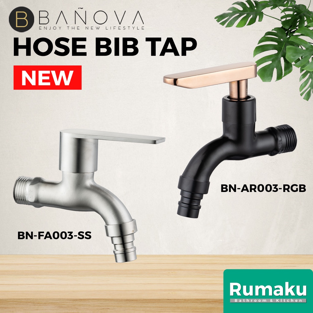 BANOVA SUS 304 Stainless Steel Bathroom Basin Tap Bib Tap Two Way Tap