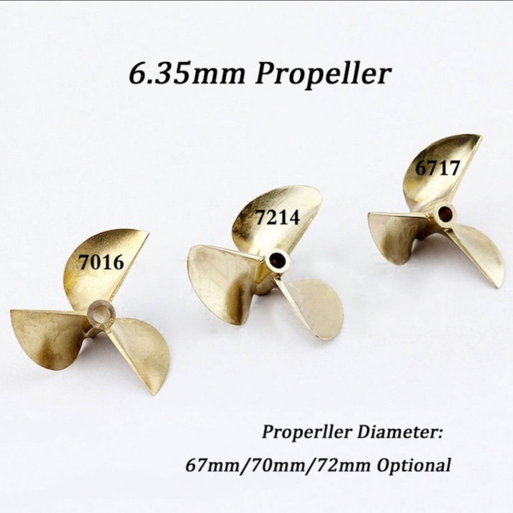 PROPELLER 6717/3 bronze 3 blade rc model boat 1/4 6.35mm 67mm diameter C 