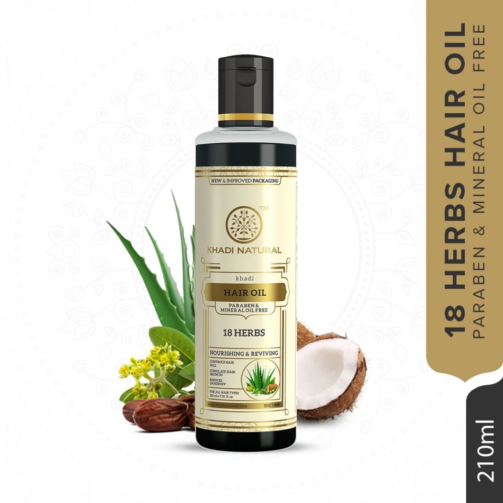 Khadi Natural 18 Herbs Hair Oil 210ml ( Paraben & Mineral Oil Free ...