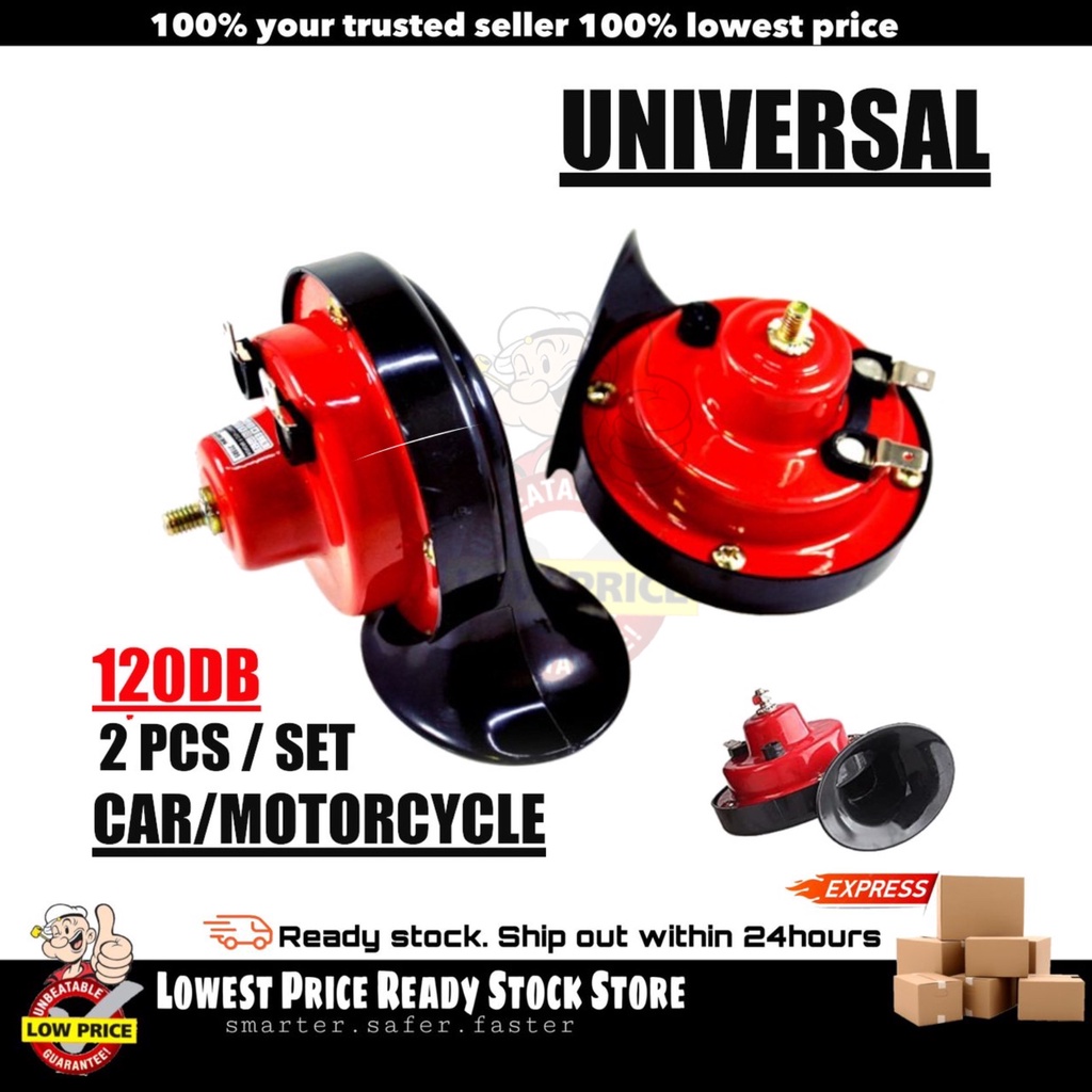 2PCS Car BM Horn Hon Siput Bunyi Kuat 120db Hon Kereta Car Accessories Snail Horn Proton Perodua Honda Toyota