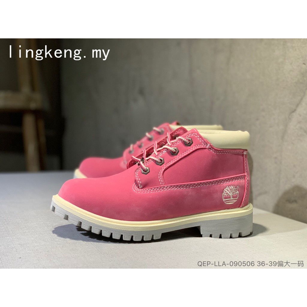 pink timberland heel boots