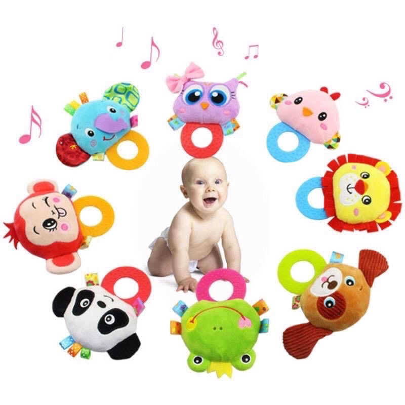 Happy Monkey Oxybul Baby infant Teether Rattle Fun Baby Soft plush stuffed Doll Toy