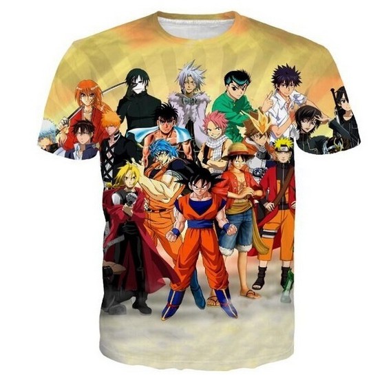 Men Women Anime T Shirts Dragon Ball Z Goku One Piece Luffy Naruto Fairy Tail Bleach 3d T Shirt Casu Shopee Malaysia