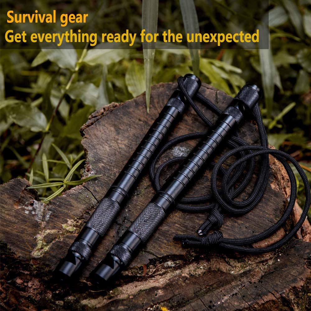 6in1 Survival Gear Kits Fishing tool Fire Starter Whistle Bottle Opener Compass For Outdoor Camping Hiking Batu Api