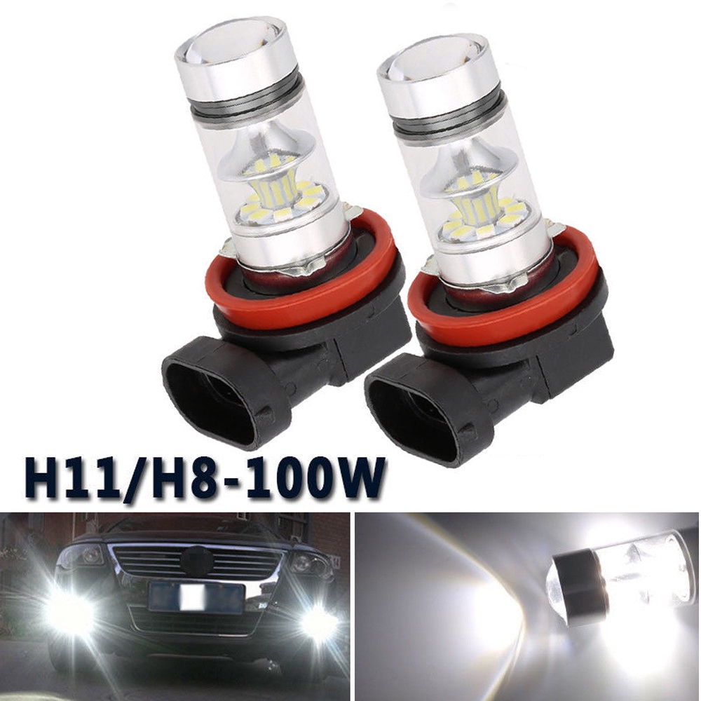 2x Car 100W H11 H8 High Power 6000K Xenon White 2323 LED Fog Driving Light Bulbs