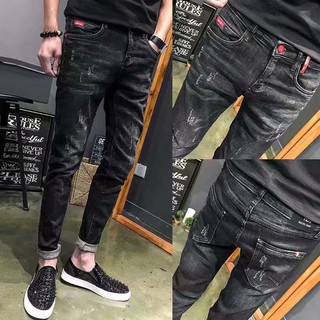 black jeans men damage