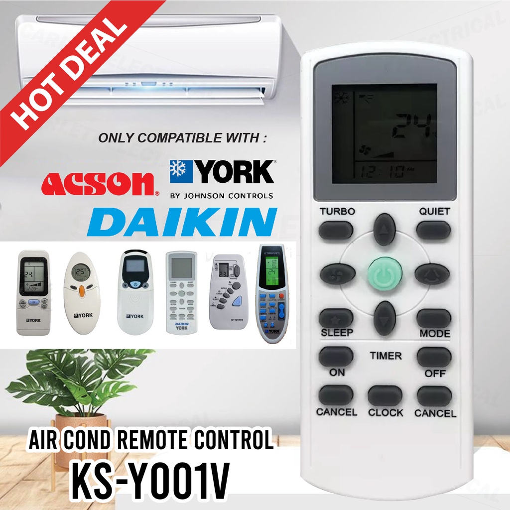 Replacement Ks Yo01v York Daikin Acson Air Conditioner Remote Control A