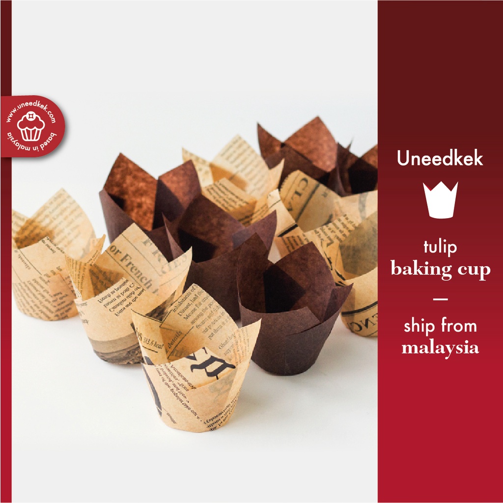 Tulip Paper Cup Baking Cup Bakeware Bekas Kertas Kek Basque Burnt Cheesecake Uneedkek Ready Stock