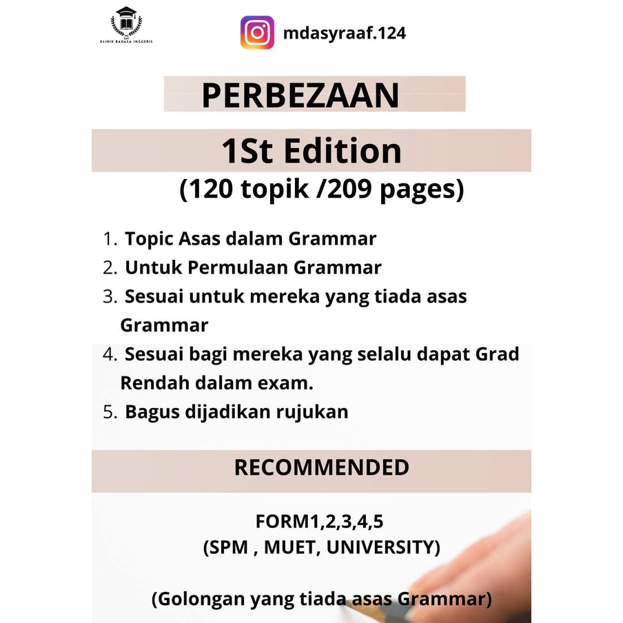 Buy English Clinic Buku Nota Grammar English Dwi Bahasa Mudah Difahami Dipelajari Sesuai Untuk Semua Peringkat Umur Seetracker Malaysia