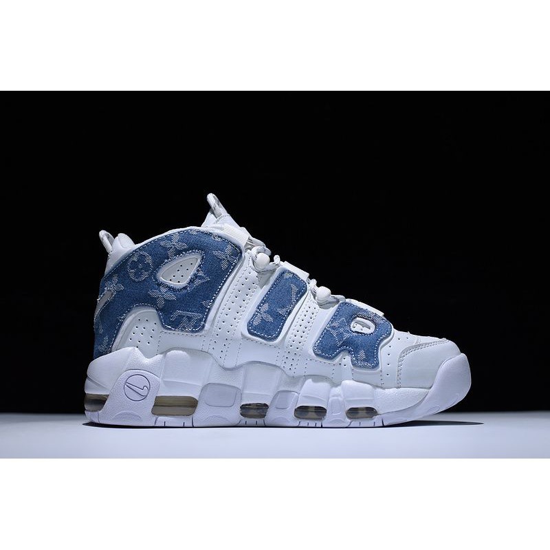 white and blue nike uptempo