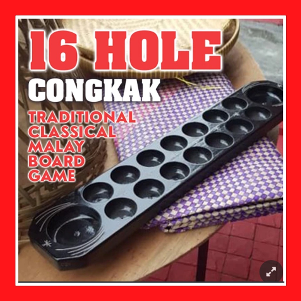 16 Hole Congkak Classic Traditional Malay Full Wood Board Game Shopee
