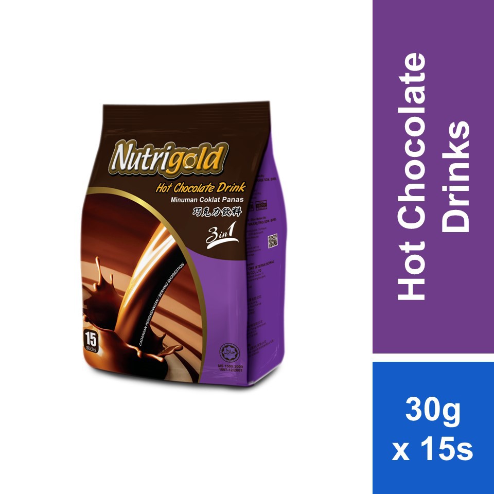 Nutrigold 3 In 1 Hot Chocolate Drinks 30g x 15's Shopee Malaysia