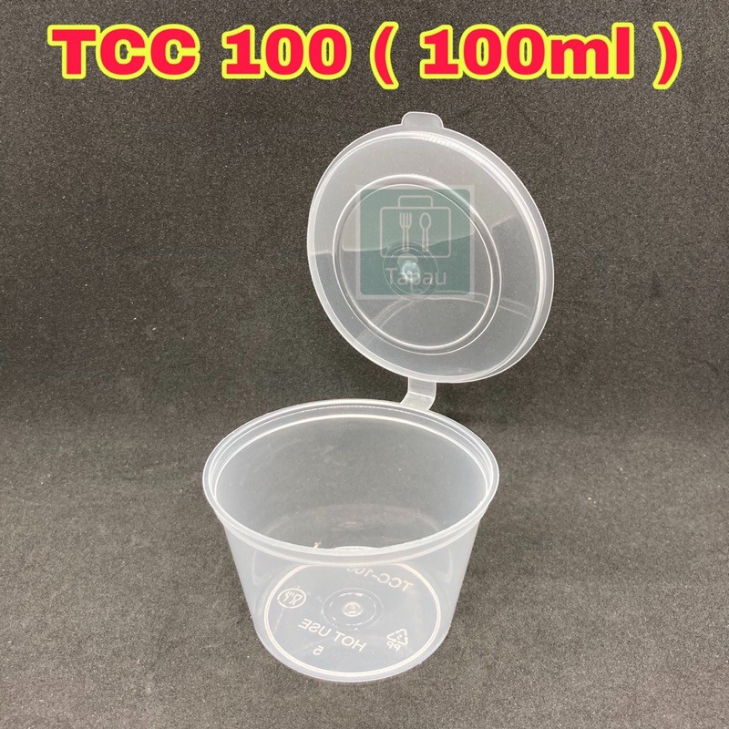 TAPAU - 100ml Round Disposable Plastic Food Container Hinged Lid