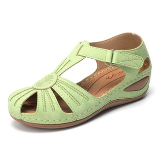 lostisy women wedges flower splicing casual comfort adjustable sandals