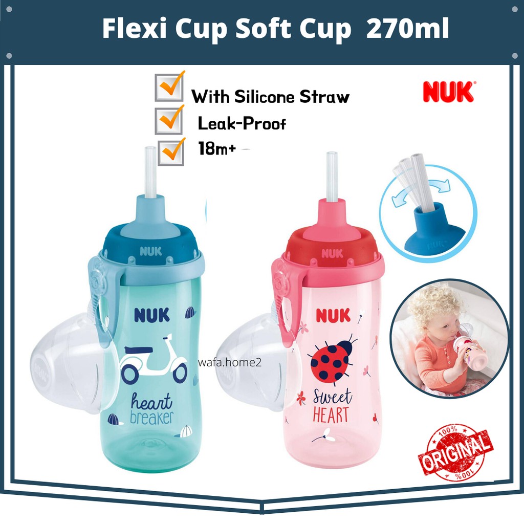 NUK Flexi Cup 300ml - Bicchiere Con Cannuccia Silicone Antigoccia Per Bambini - Foto 4