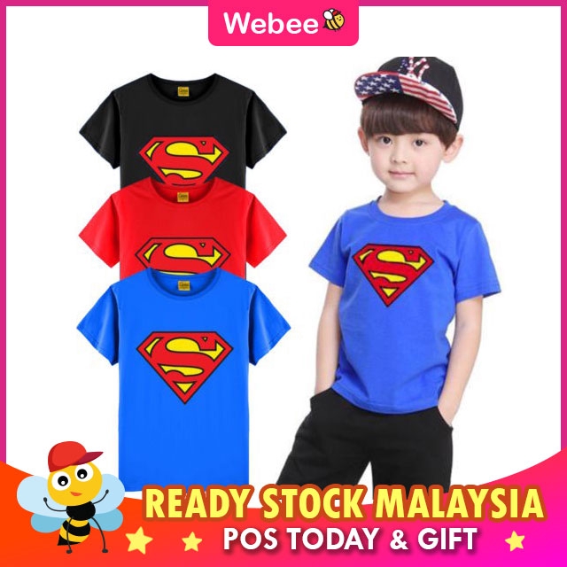 Ready Stock Bj 841 Boys Kids Toddler Super Cartoon Hero Supermn Printed Short Sleeve T Shirts Casual T Shirt Shopee Malaysia