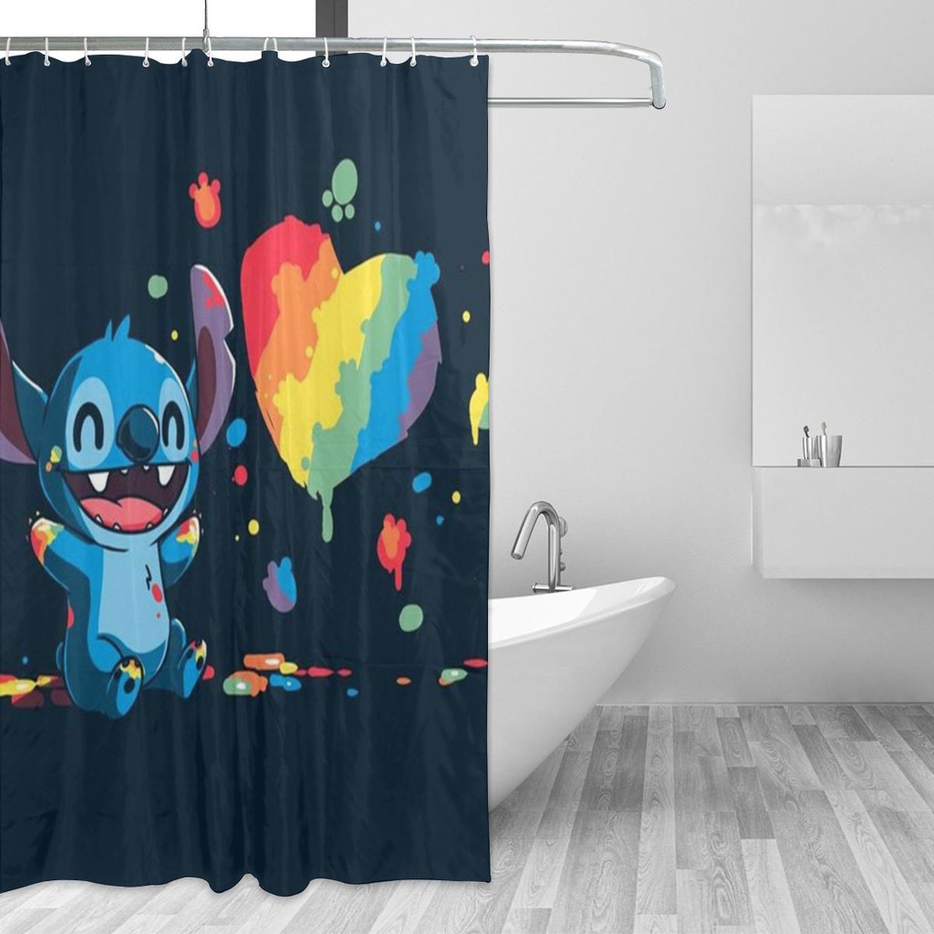 Homemi Lilo Stitch Shower Curtain Thicken Polyester Waterproof Mildew Resistant Bathroom With Hook Rings K21522 My Shopee Malaysia