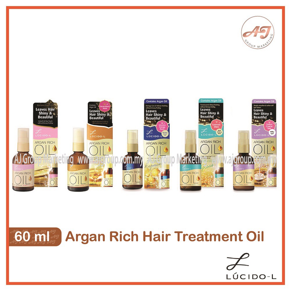 Lucido L Argan Rich Hair Treatment Oil 60ml Original Rich Moisture Repair Sheer Gloss Essence Shopee Malaysia