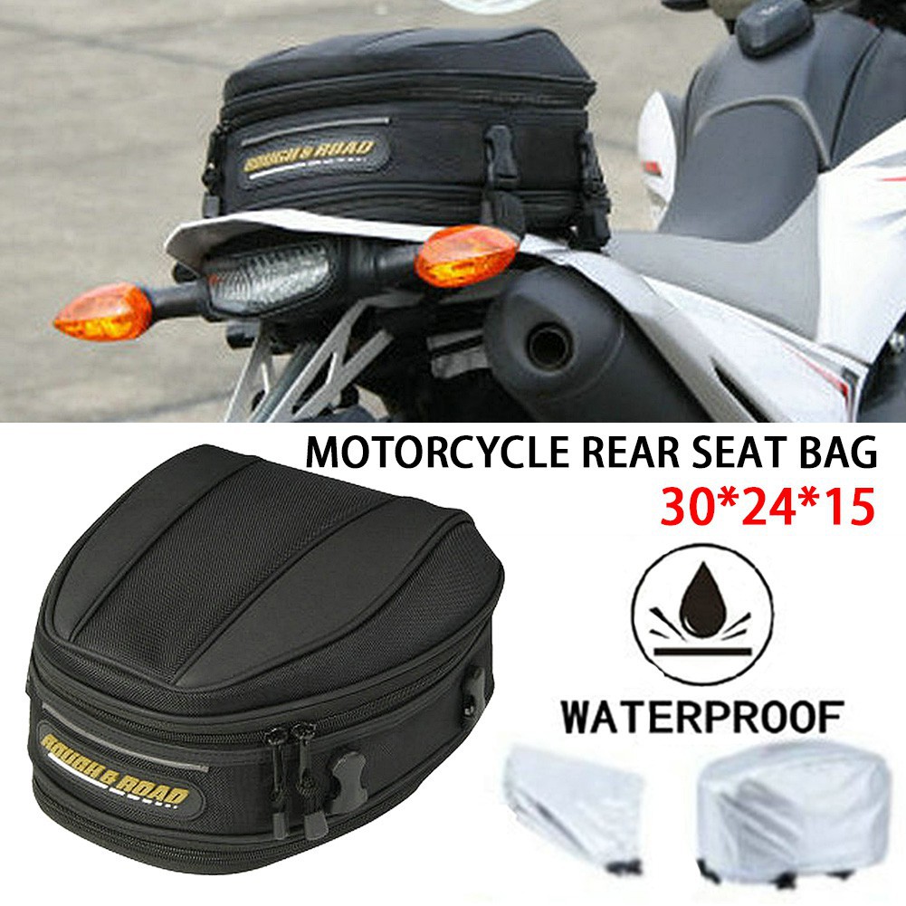 Waterproof Motorcycle Rear Pillion Seat Tail Tank Bag Luggage Expandable