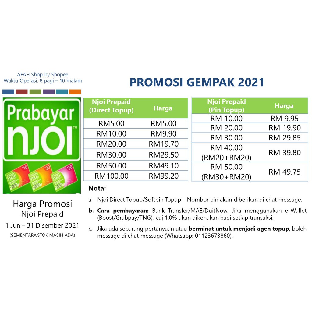 Buy Njoi Prepaid Direct Topup Rm5 Rm30 Harga Promosi Seetracker Malaysia