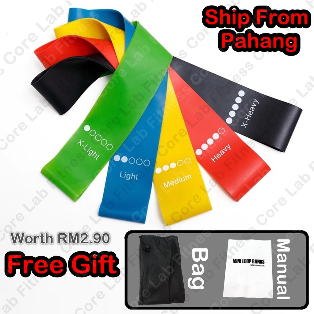 【CoreLab】 Natural Latex 5PCS 5PC SET Yoga Elastic Hip Resistance Band Exercise Tension Bands Pull Belt Loop Ring Workout