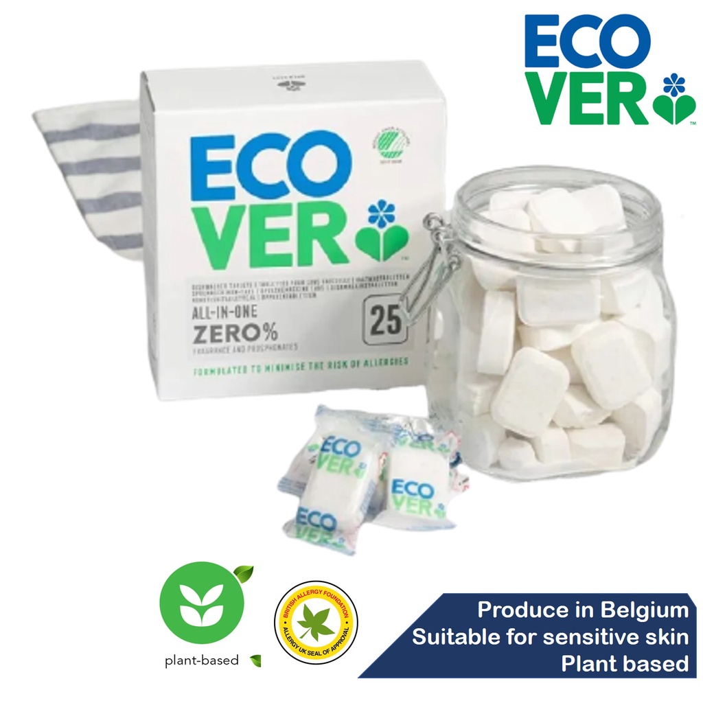 ECOVER Zero All in One Dishwasher 25 Tablets - Zero Fragrance & Phosphonates