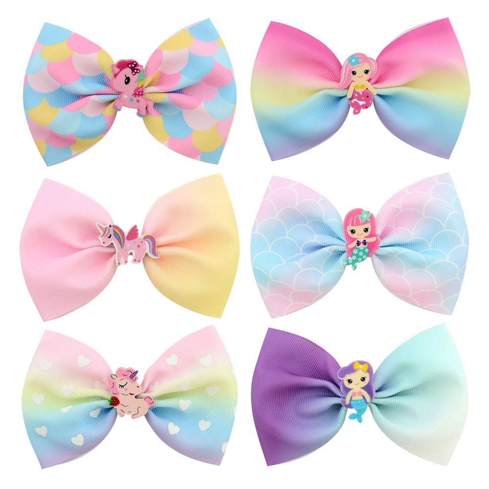 Baby Girls Unicorn Mermaid Hair Bow Clips Lovely Hairpins Hair Accessories for Children -929