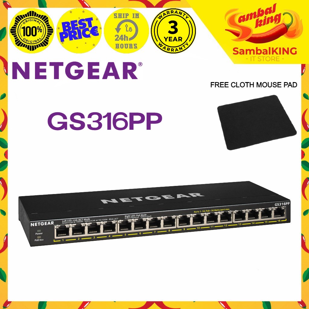 Switch Ethernet PoE NETGEAR 16 Porte - Gigabit, 183W, Plug &amp; Play