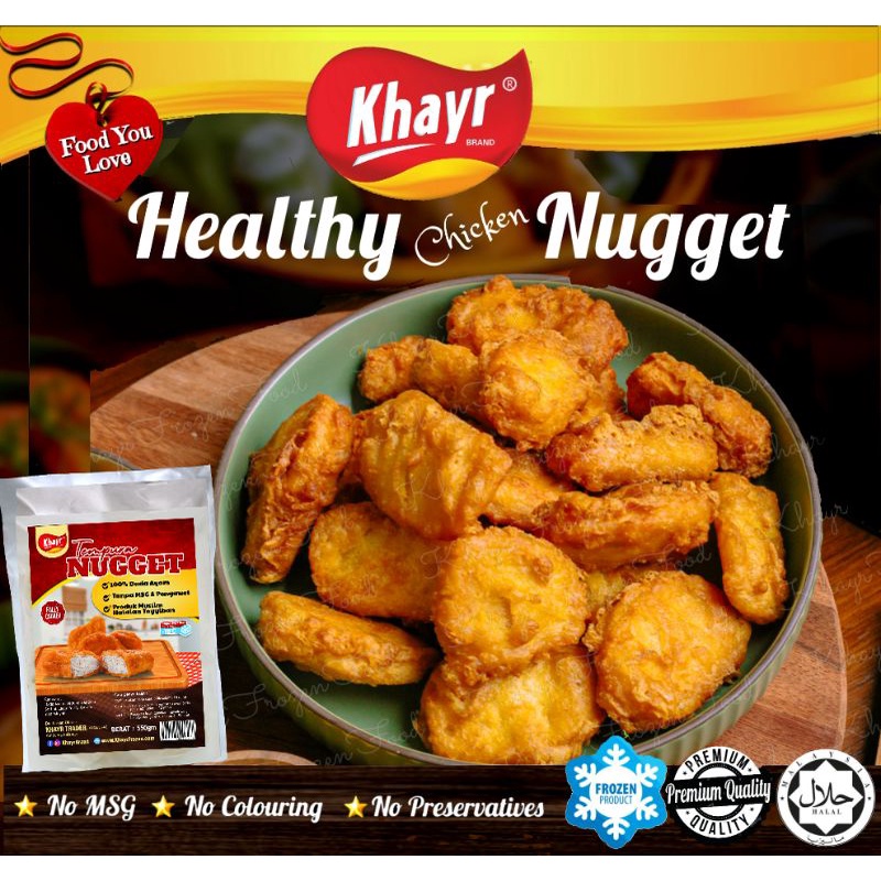 Khayr Chicken Nugget | No MSG | % Lean Meat | No Preservatives | Improved Recipe| Muslim Product | Halal Frozen Food